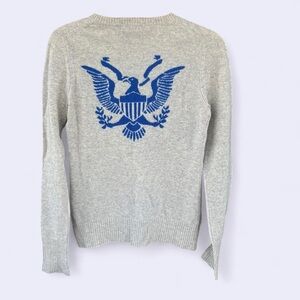 C3 Cashmere | Gray Sweater with Blue Eagle Design
